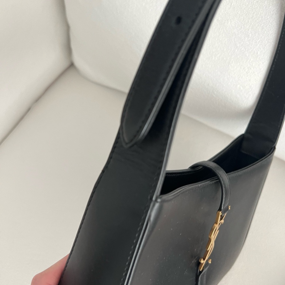Saint Laurent Black Shoulder Bag with Gold YSL Emblem - Picture 6 of 6